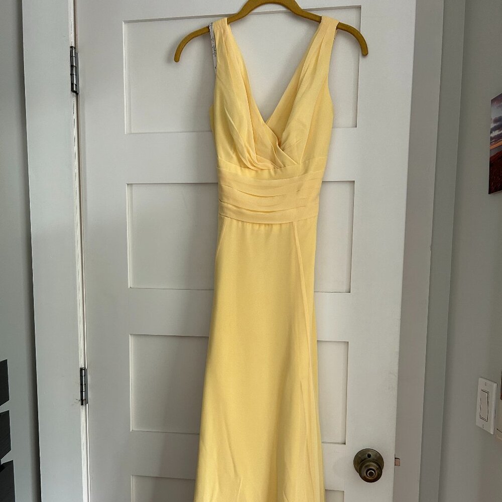 David's Bridal Yellow Chiffon A-Line Bridesmaid Dress